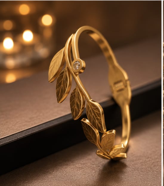 [NG-BR-006] Golden leaf vine open cuff