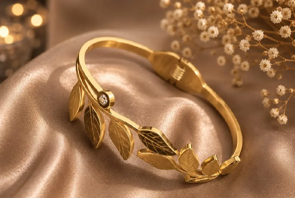 [NG-BR-006] Golden leaf vine open cuff