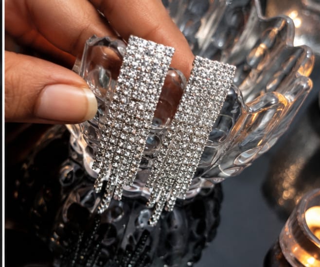 [NG-ER-014] Elelyn rhinestone fringe