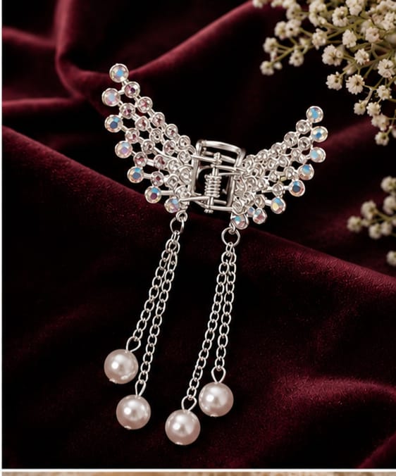 Silver Angel Pearl Hair Claw